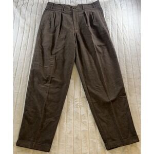 Le Collezioni Structure Pleated 34 S Cuffed Brown Imported Italian Fabric VTG